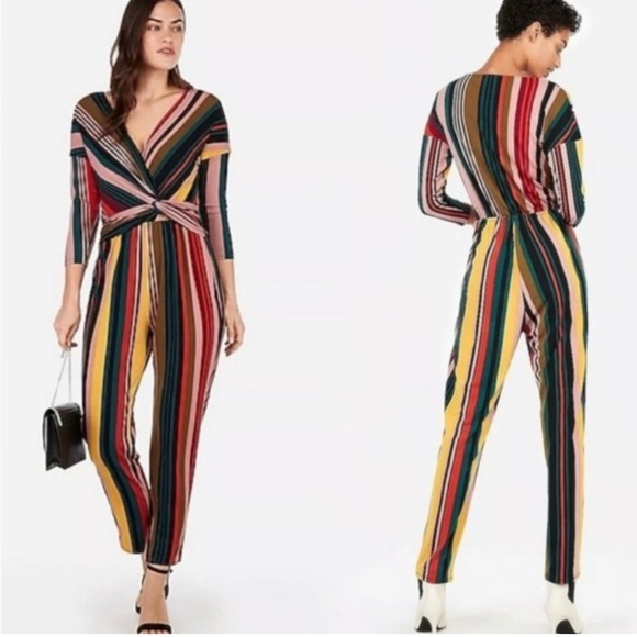 Express Multi-Color Stripe Long Sleeve Twist
Front Jumpsuit X-Small - Picture 1 of 12